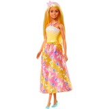 Mattel Barbie - Poupée royale avec des mèches dans les cheveux, jupe imprimée papillon Jaune or